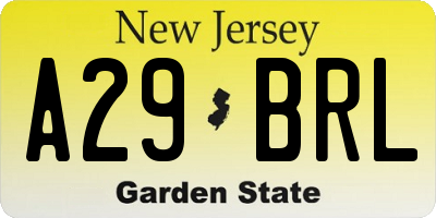 NJ license plate A29BRL