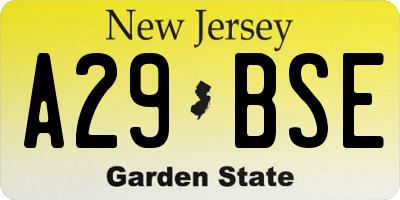 NJ license plate A29BSE