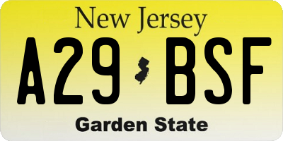 NJ license plate A29BSF