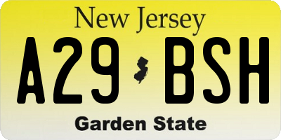 NJ license plate A29BSH