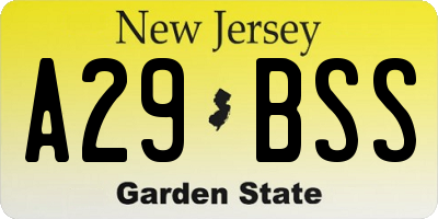 NJ license plate A29BSS