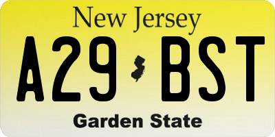 NJ license plate A29BST