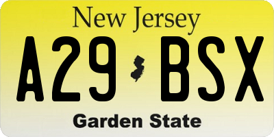 NJ license plate A29BSX