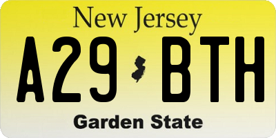 NJ license plate A29BTH