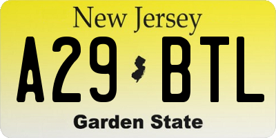 NJ license plate A29BTL