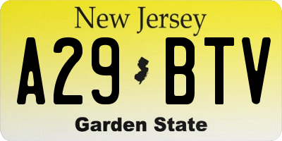 NJ license plate A29BTV