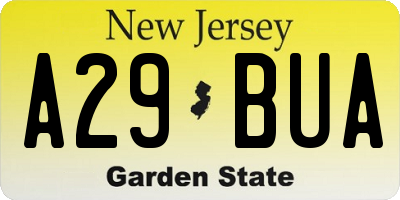 NJ license plate A29BUA
