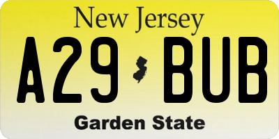 NJ license plate A29BUB
