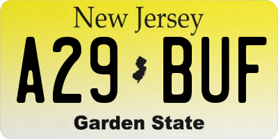 NJ license plate A29BUF