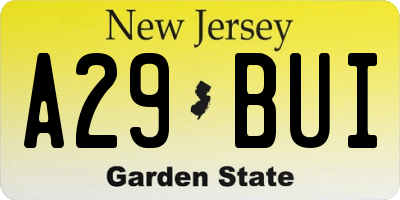 NJ license plate A29BUI