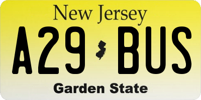 NJ license plate A29BUS