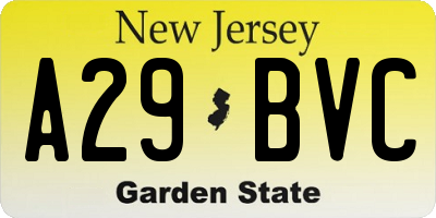 NJ license plate A29BVC