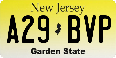NJ license plate A29BVP