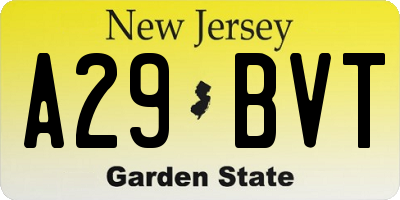 NJ license plate A29BVT