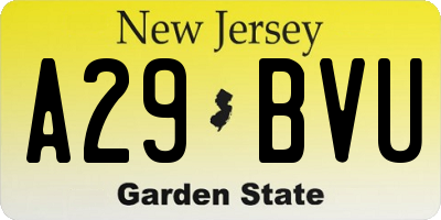 NJ license plate A29BVU