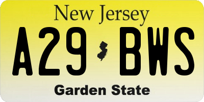 NJ license plate A29BWS