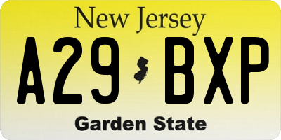 NJ license plate A29BXP