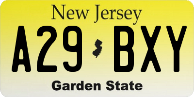 NJ license plate A29BXY