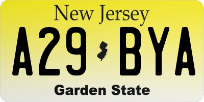 NJ license plate A29BYA