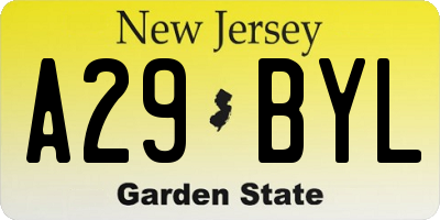NJ license plate A29BYL