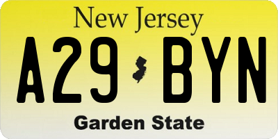 NJ license plate A29BYN