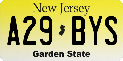 NJ license plate A29BYS