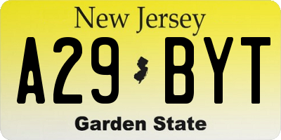 NJ license plate A29BYT