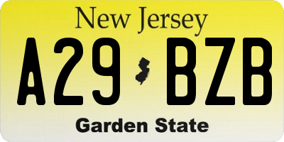 NJ license plate A29BZB