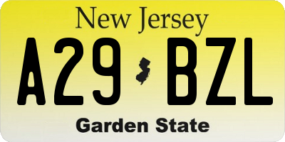 NJ license plate A29BZL