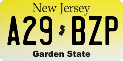 NJ license plate A29BZP