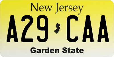 NJ license plate A29CAA
