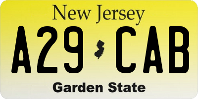 NJ license plate A29CAB