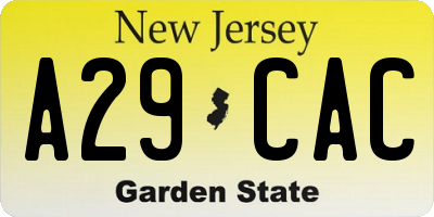 NJ license plate A29CAC