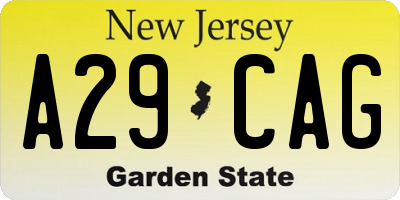 NJ license plate A29CAG