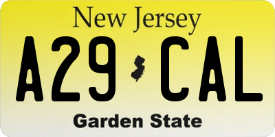 NJ license plate A29CAL