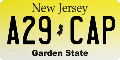 NJ license plate A29CAP