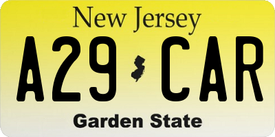 NJ license plate A29CAR
