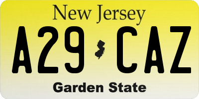 NJ license plate A29CAZ