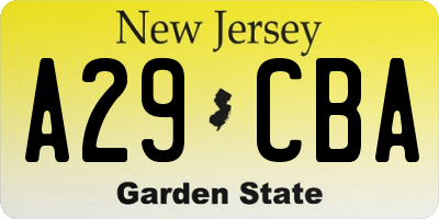 NJ license plate A29CBA