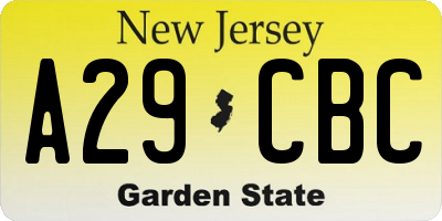 NJ license plate A29CBC