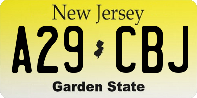 NJ license plate A29CBJ