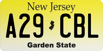 NJ license plate A29CBL