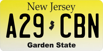 NJ license plate A29CBN