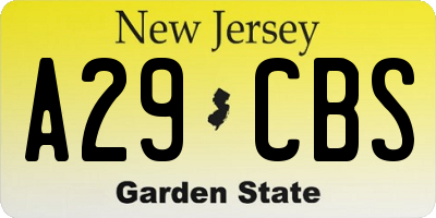 NJ license plate A29CBS