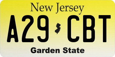 NJ license plate A29CBT