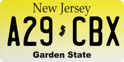 NJ license plate A29CBX
