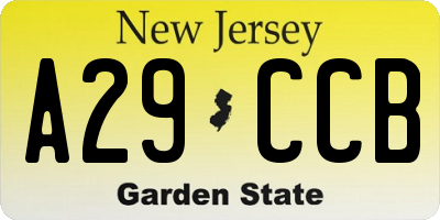 NJ license plate A29CCB