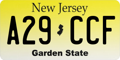 NJ license plate A29CCF