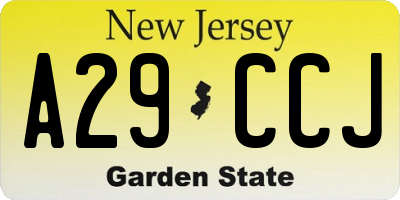 NJ license plate A29CCJ