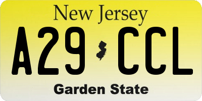 NJ license plate A29CCL